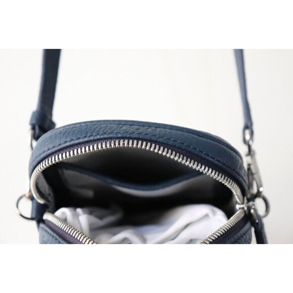 MCM Worldwide Unisex Cobalt Blue Tivitat Crossbody Belt Bag Logo Leather Sling - Picture 4 of 8